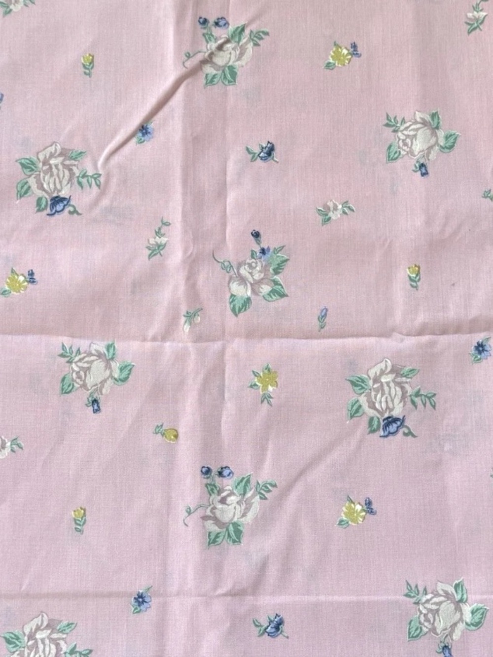Vintage Pink Floral Quilting Cotton Muslin Fabric 46 inches long x 46 inches wid